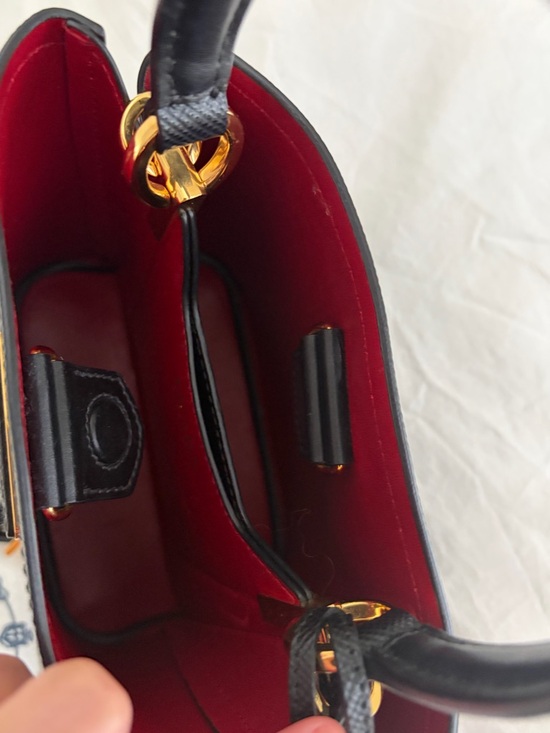 PRADA Black Saffiano Leather Satchel with Red Interior - Picture 4 of 5